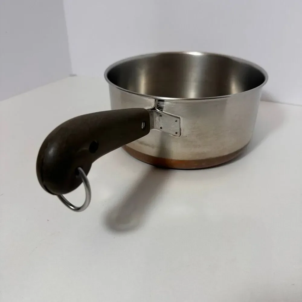 Vintage Revere Ware 2 Quart Saucepan Stainless Steel Body Copper Bottom Pre 1068